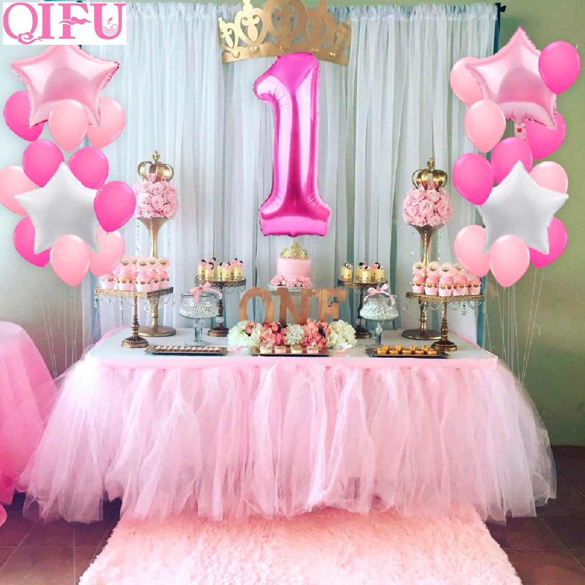 First Birthday Party Decorations
 QIFU 1st Birthday Balloon Boy Foil Number Ballon e Year