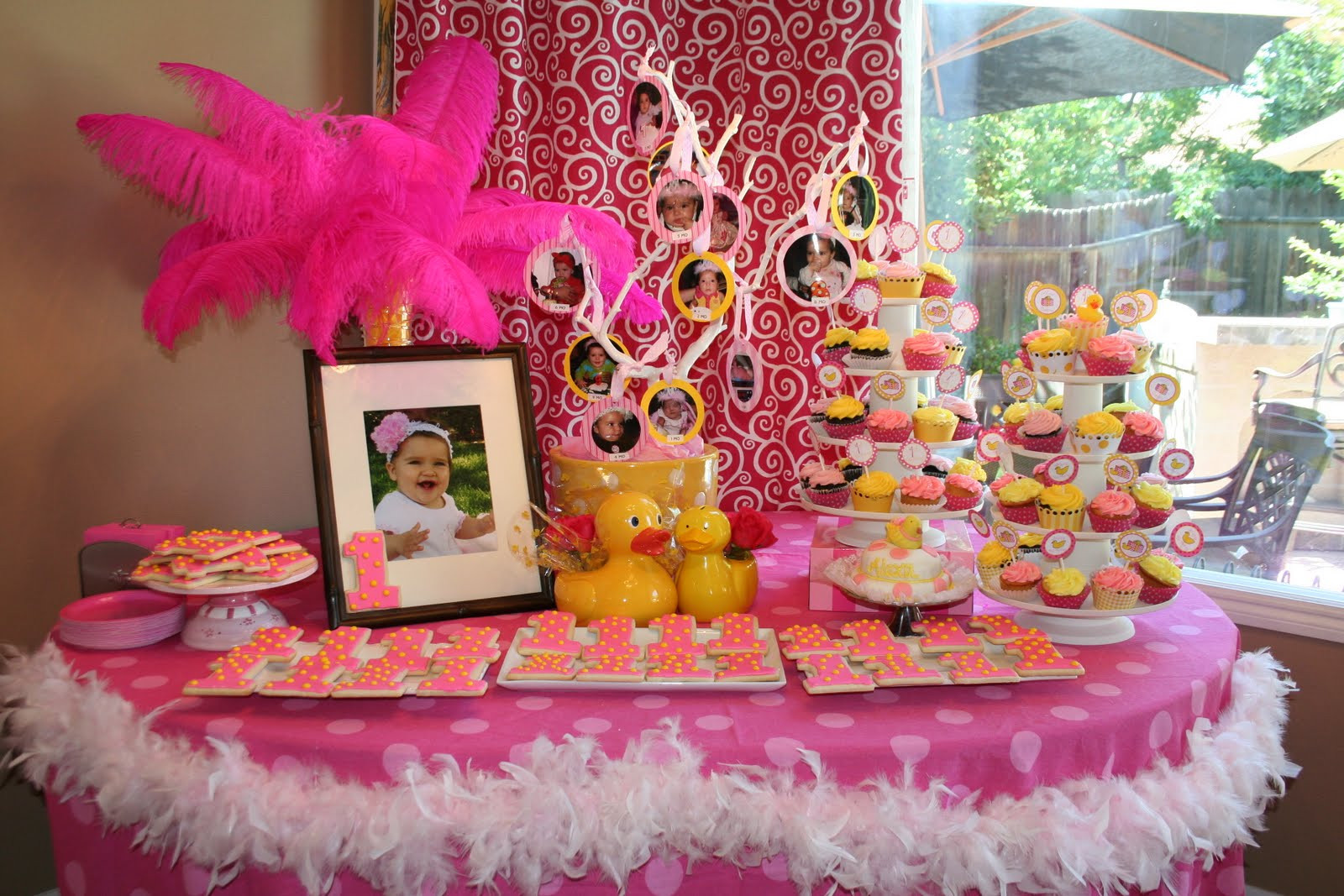 First Birthday Party Decorations
 Rubber Duckee Pink and Yellow 1st Birthday Party