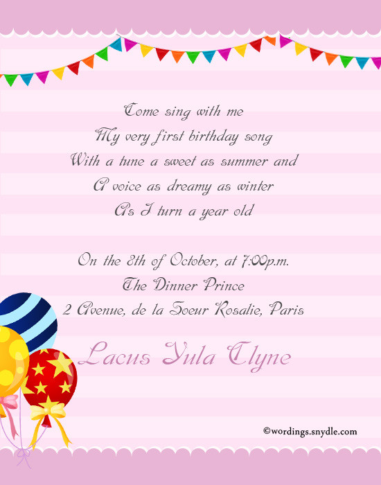 First Birthday Party Invitation Wording
 1st Birthday Party Invitation Wording – Wordings and Messages