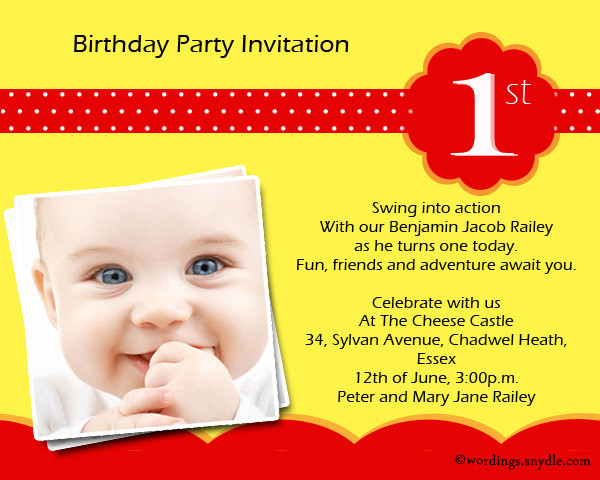 First Birthday Party Invitation Wording
 1st Birthday Party Invitation Wording – Wordings and Messages