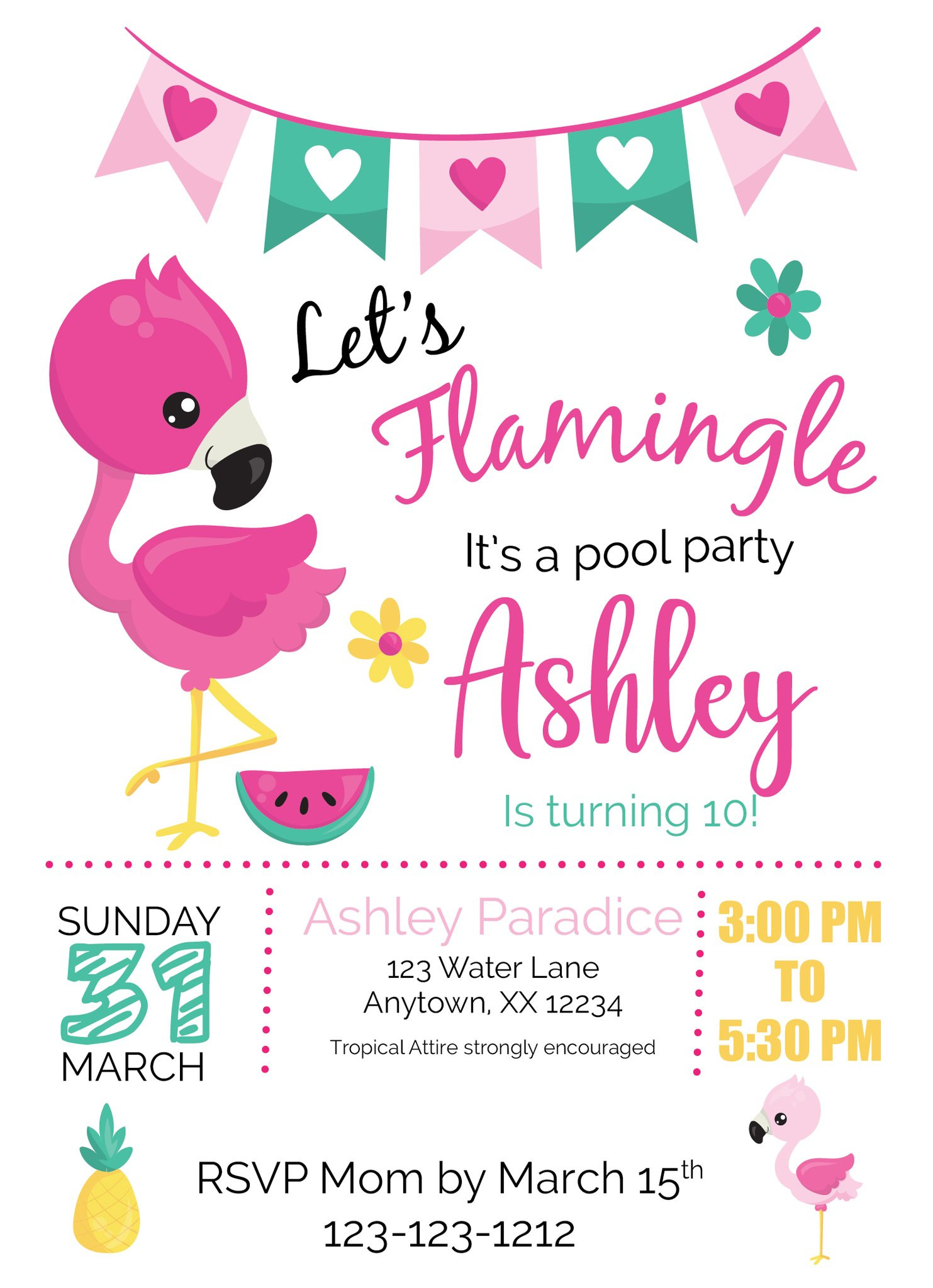 Flamingo Birthday Invitations
 Flamingo Pool Birthday Party Invitations IFL31