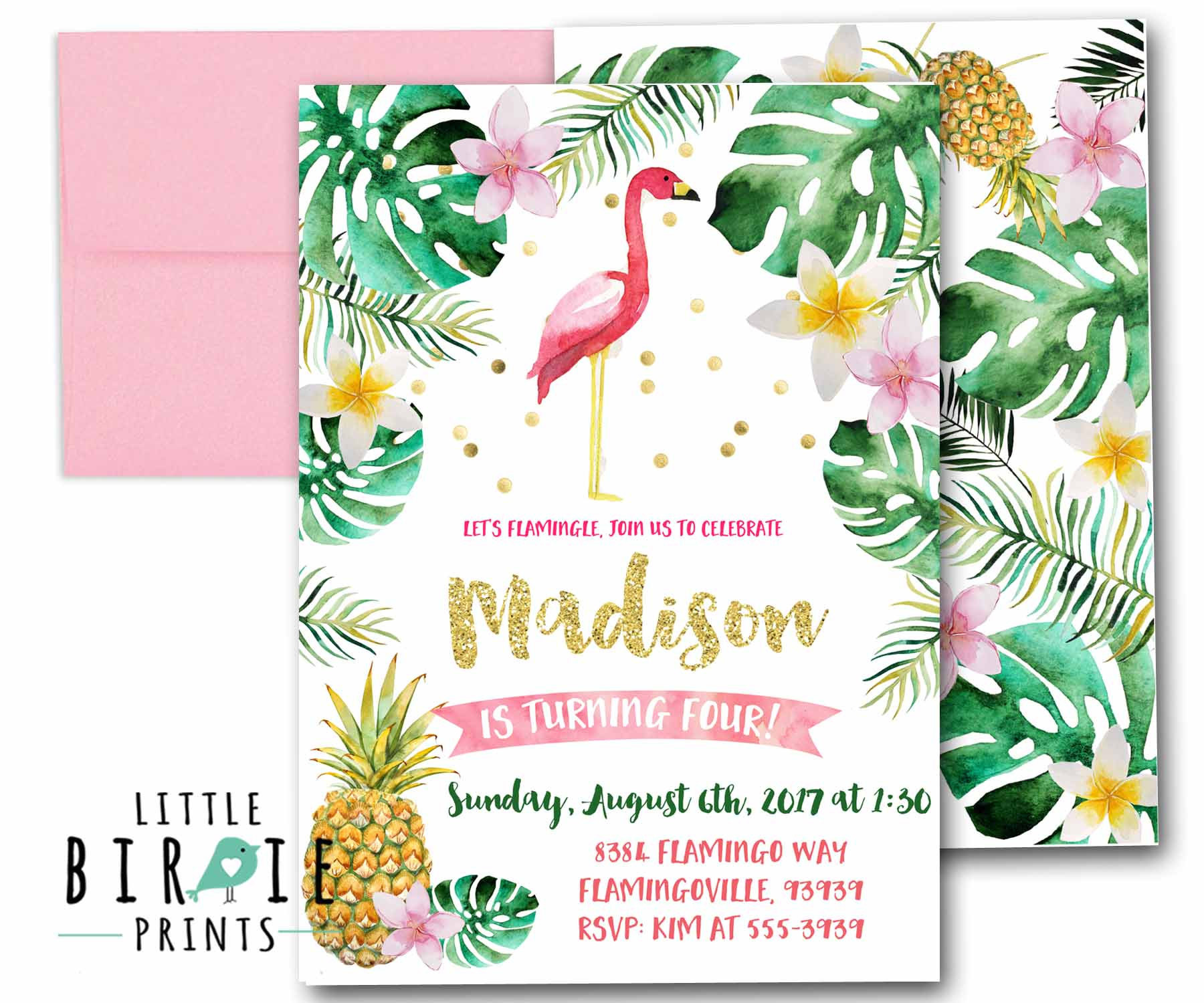 Flamingo Birthday Invitations
 Flamingo Birthday Invitation Pineapple Birthday Invitation