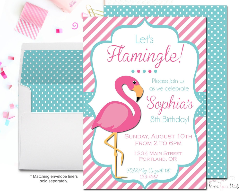 Flamingo Birthday Invitations
 Flamingo Birthday Invitation Flamingo Party Invitation