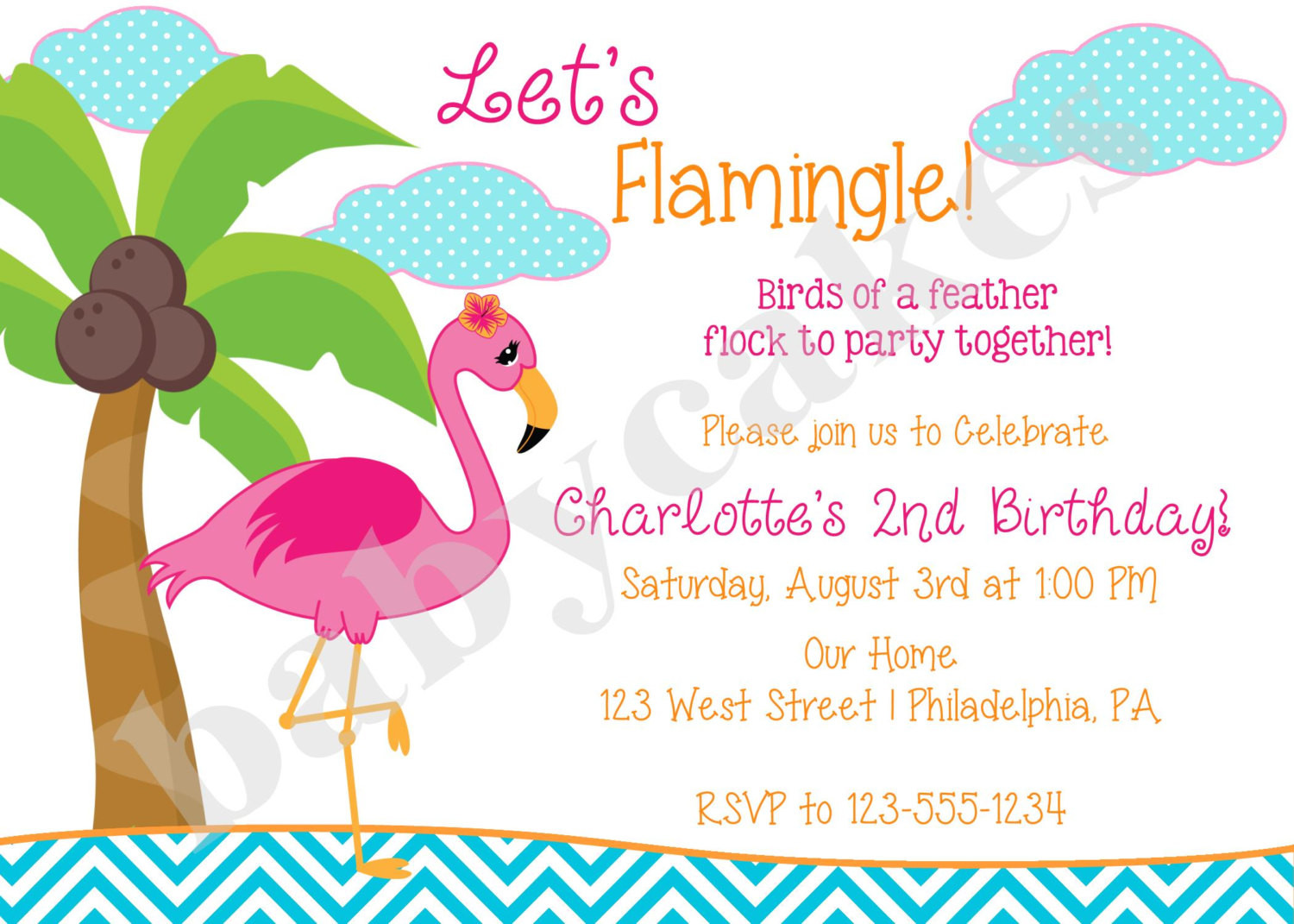 Flamingo Birthday Invitations
 Pink Flamingo Birthday Invitation Invite Pool Party by