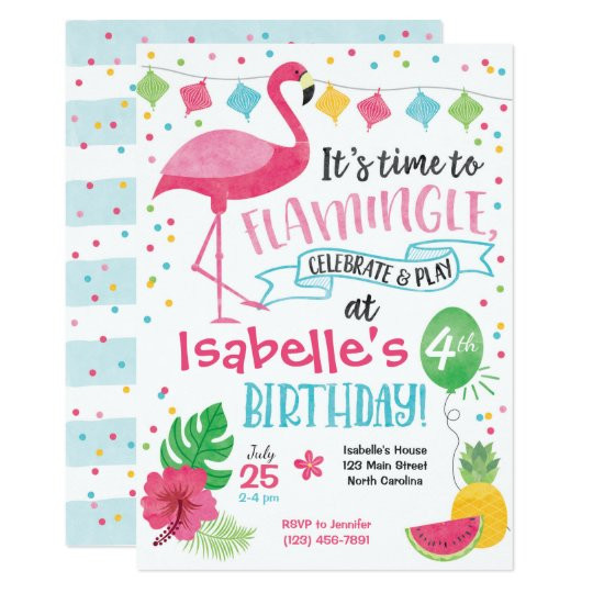 Flamingo Birthday Invitations
 Summer Flamingo Birthday Invitation Flamingle Invitation