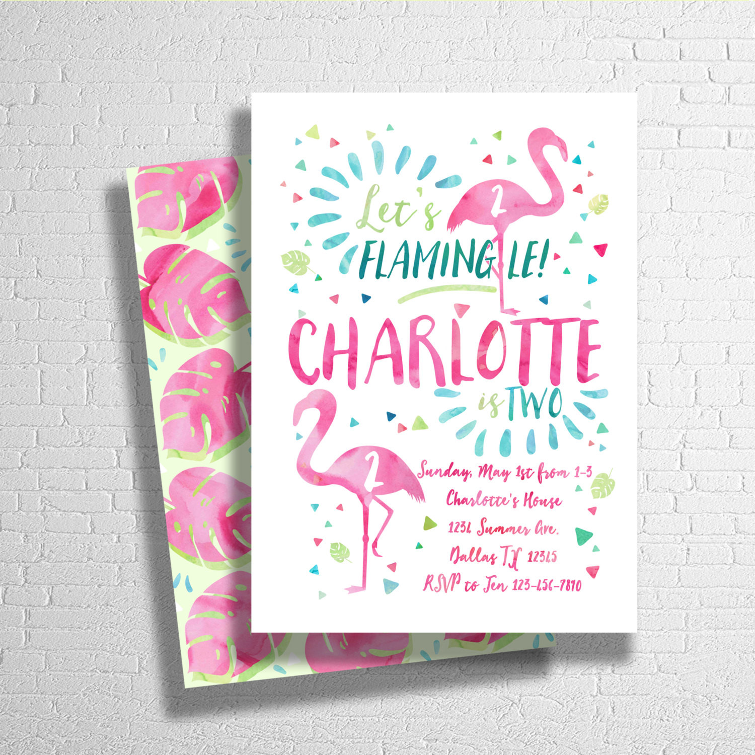 Flamingo Birthday Invitations
 Flamingo Birthday Invitation Tropical Birthday Invitation