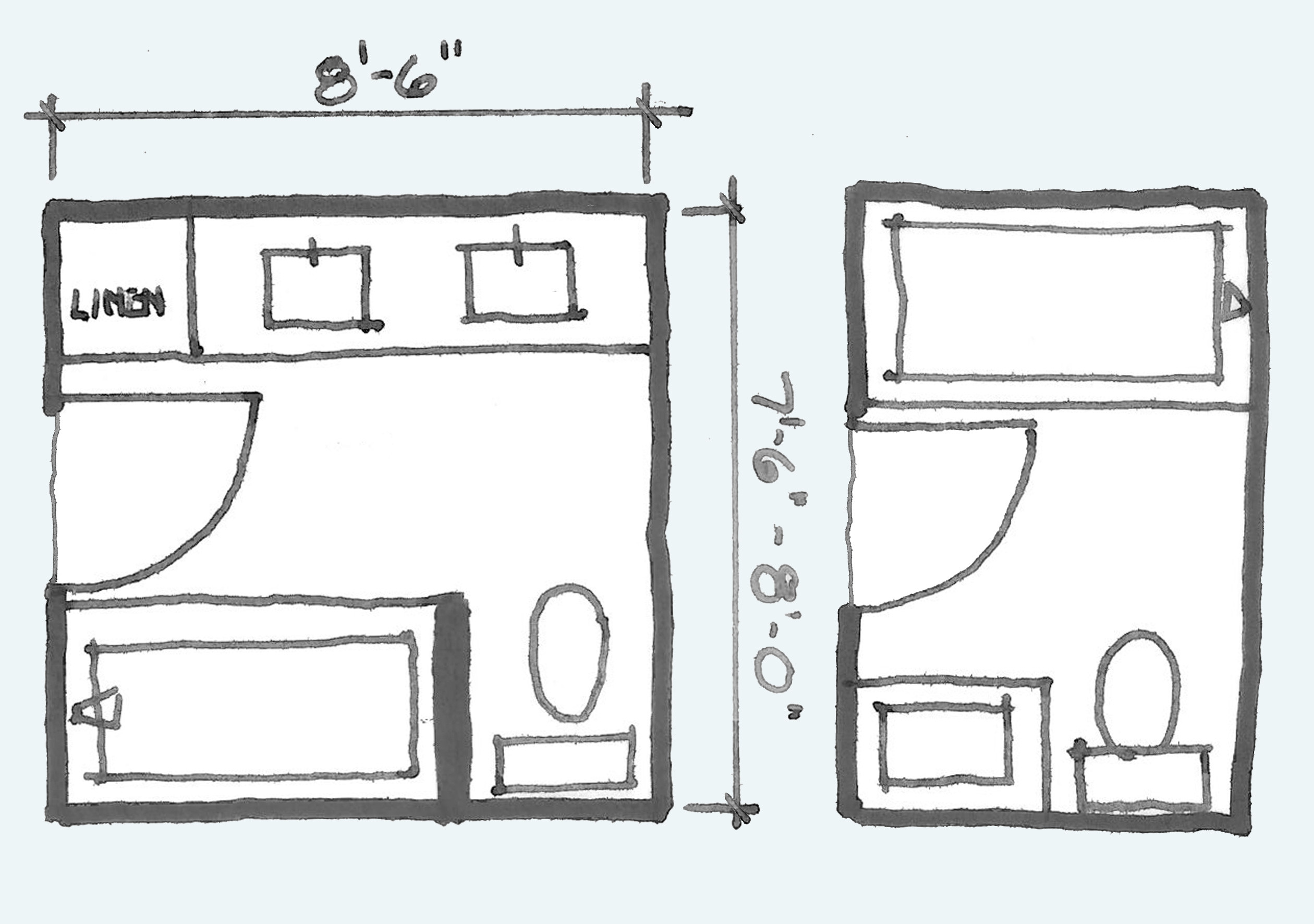 Floor Plan For Small Bathroom
 mon Bathroom Floor Plans Rules of Thumb for Layout