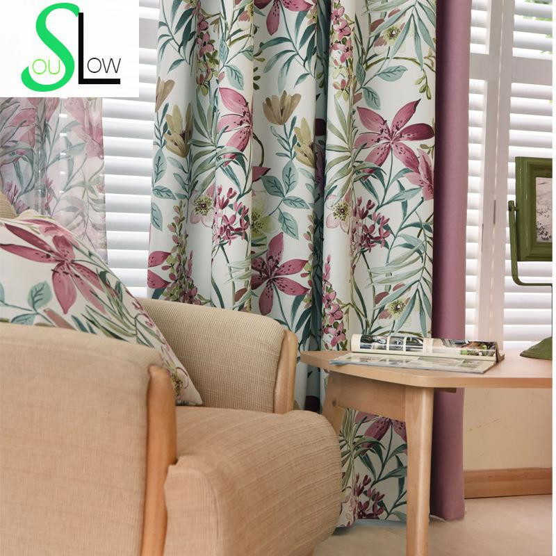 Floral Curtains For Living Room
 Europe Style Flower Printed Window Curtain Floral Blackout