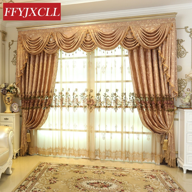 Floral Curtains For Living Room
 Fine Embroidered Luxury Europe Floral Valance Curtains For