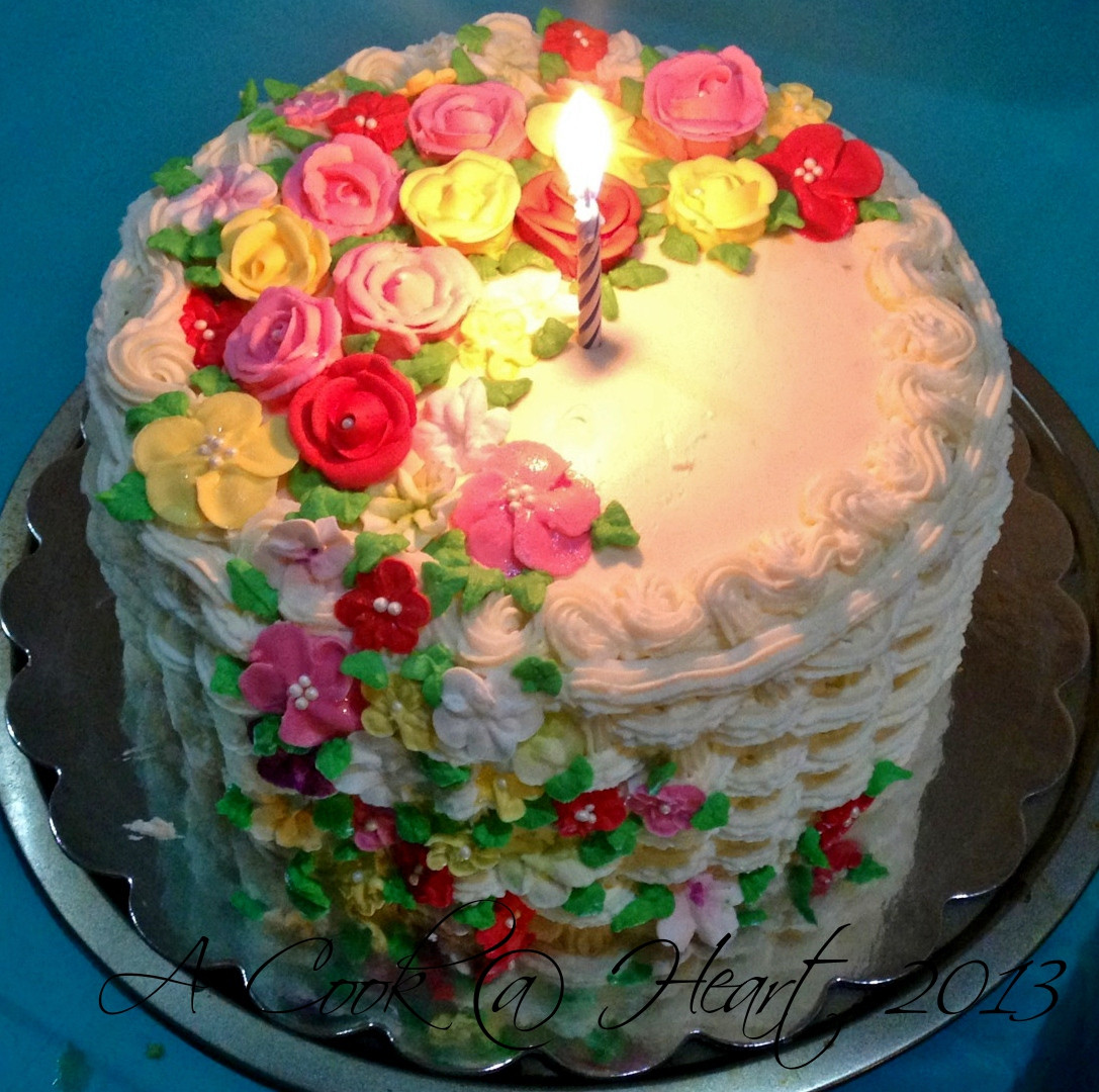 Flower Birthday Cakes
 A Cook Heart A basket cake of flowers