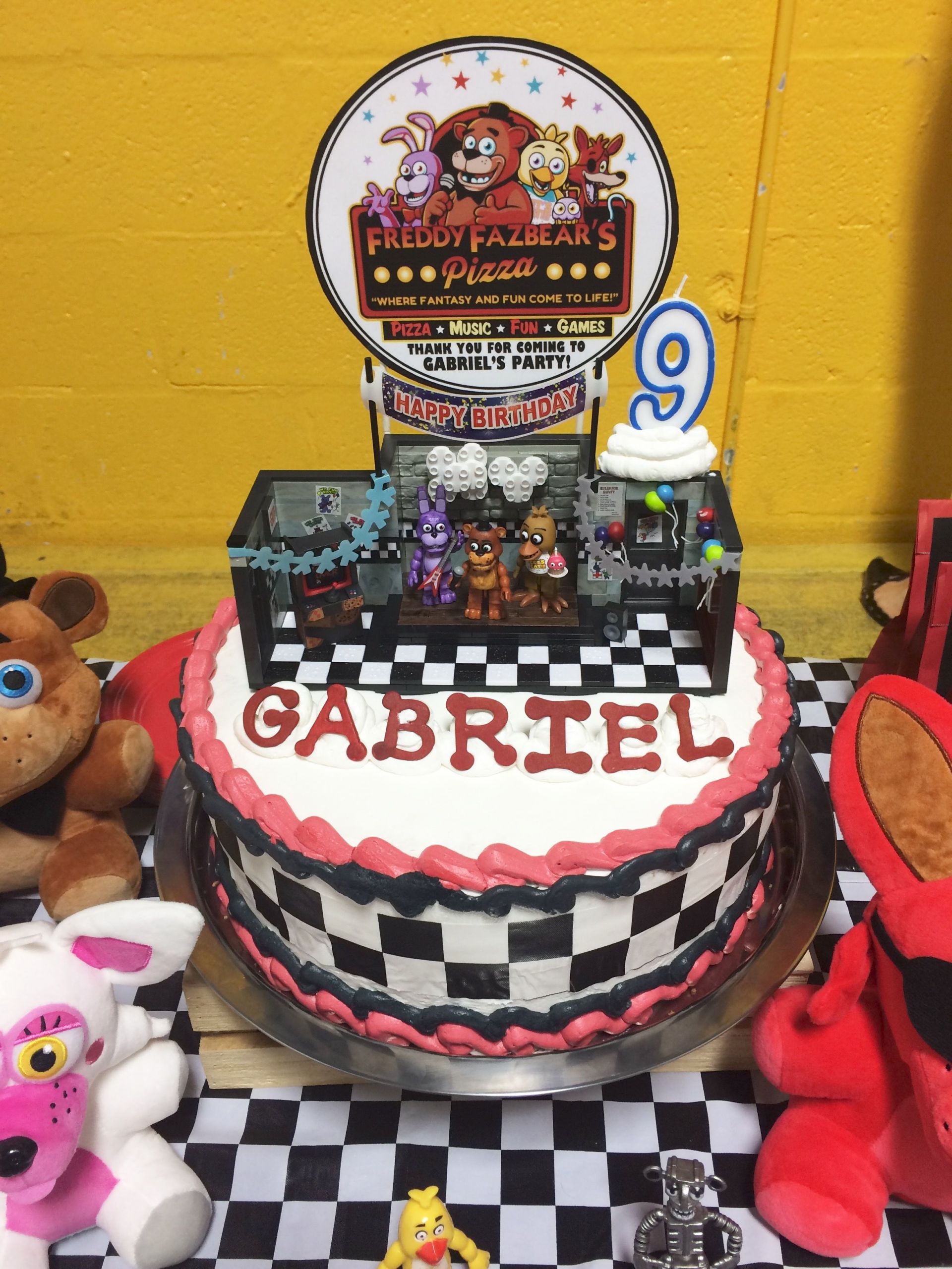 Fnaf Birthday Party Ideas
 FNAF cake with toy stage set topper FNAF Birthday party