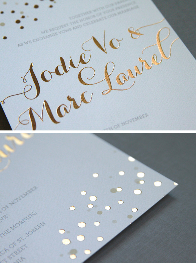 Foil Stamped Wedding Invitations
 Gold Foil Stamped Wedding Invitation