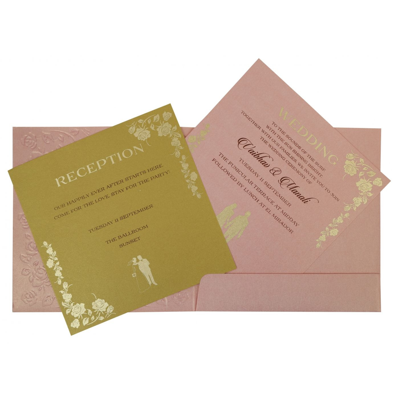 Foil Stamped Wedding Invitations
 BABY PINK SHIMMERY FLORAL THEMED FOIL STAMPED WEDDING