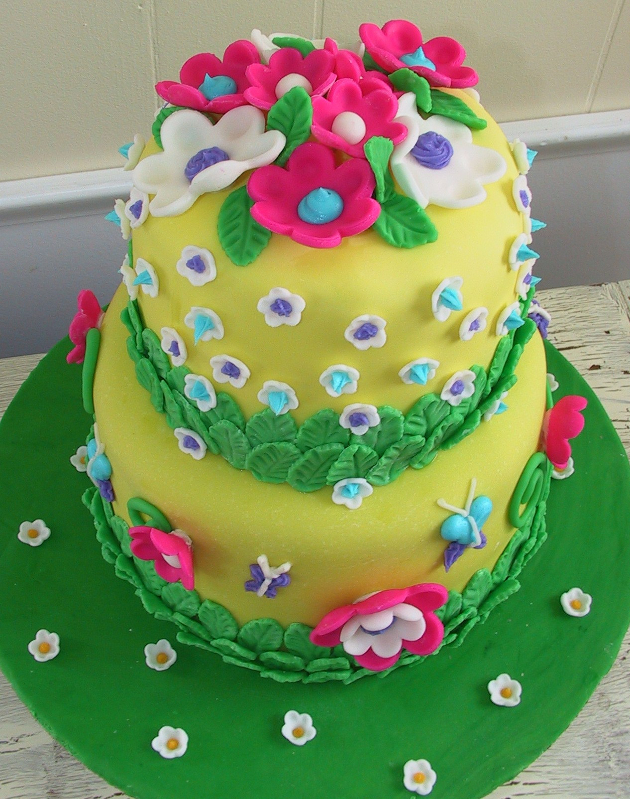 Fondant Birthday Cakes
 Butterflies flowers and fondant Birthday Cake