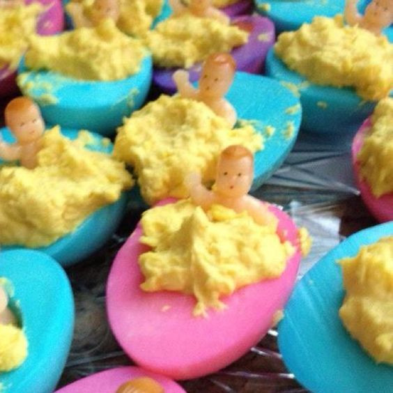 Food Ideas For Baby Gender Reveal Party
 Gender Reveal party ideas Deviled Eggs