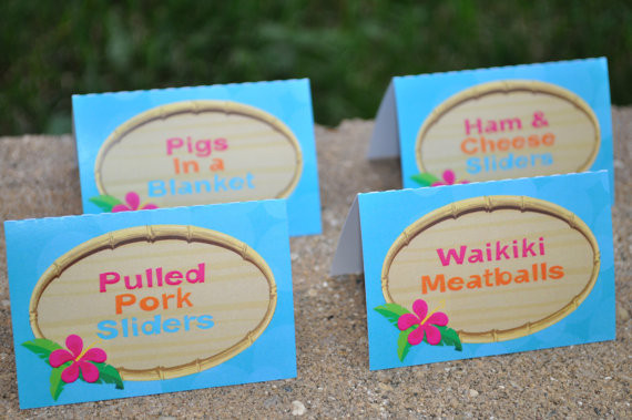 Food Label Ideas For Beach Party
 Luau Food Label Cards Buffet Labels Hawaiian Luau Birthday