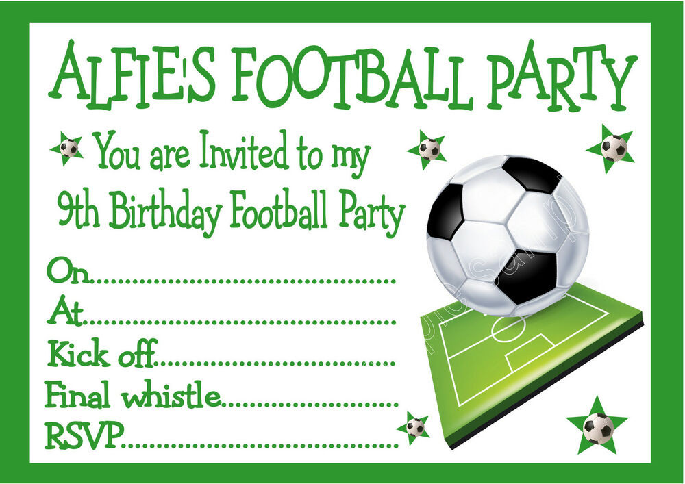 Football Birthday Invitations
 PERSONALISED INVITES CHILDRENS BOYS FOOTBALL BIRTHDAY