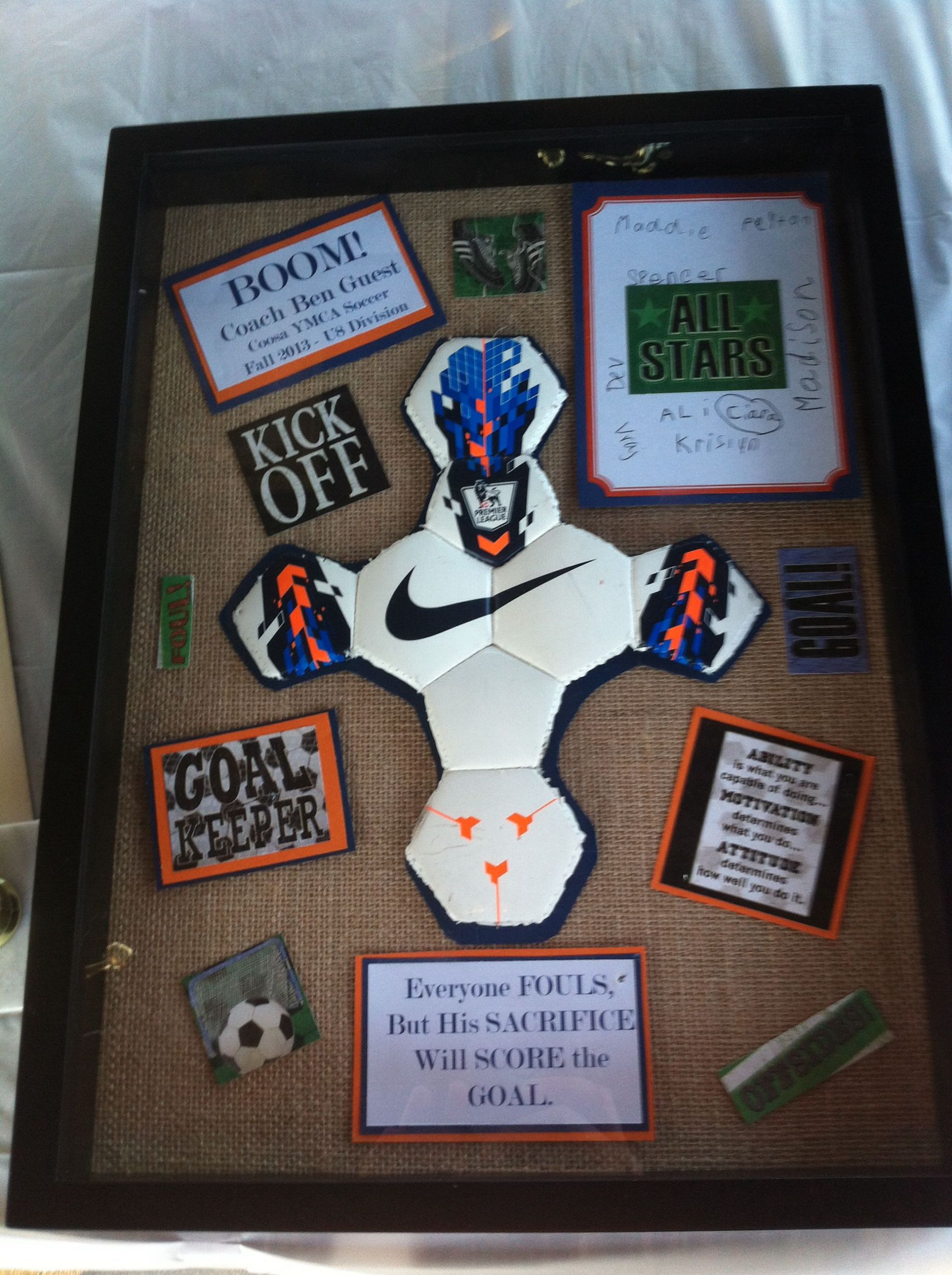 Football Gift Ideas For Boys
 Soccer Coach t I also did this in Auburn colors since