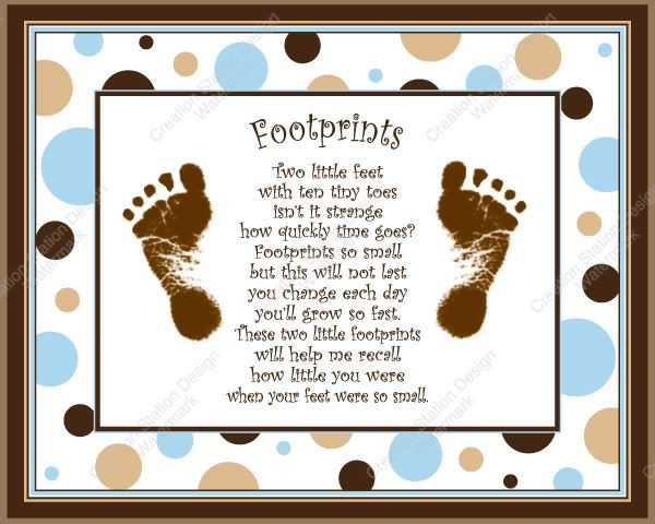 Footprint Quotes For Baby
 Blue & Brown Dots Baby s Footprints with Poem