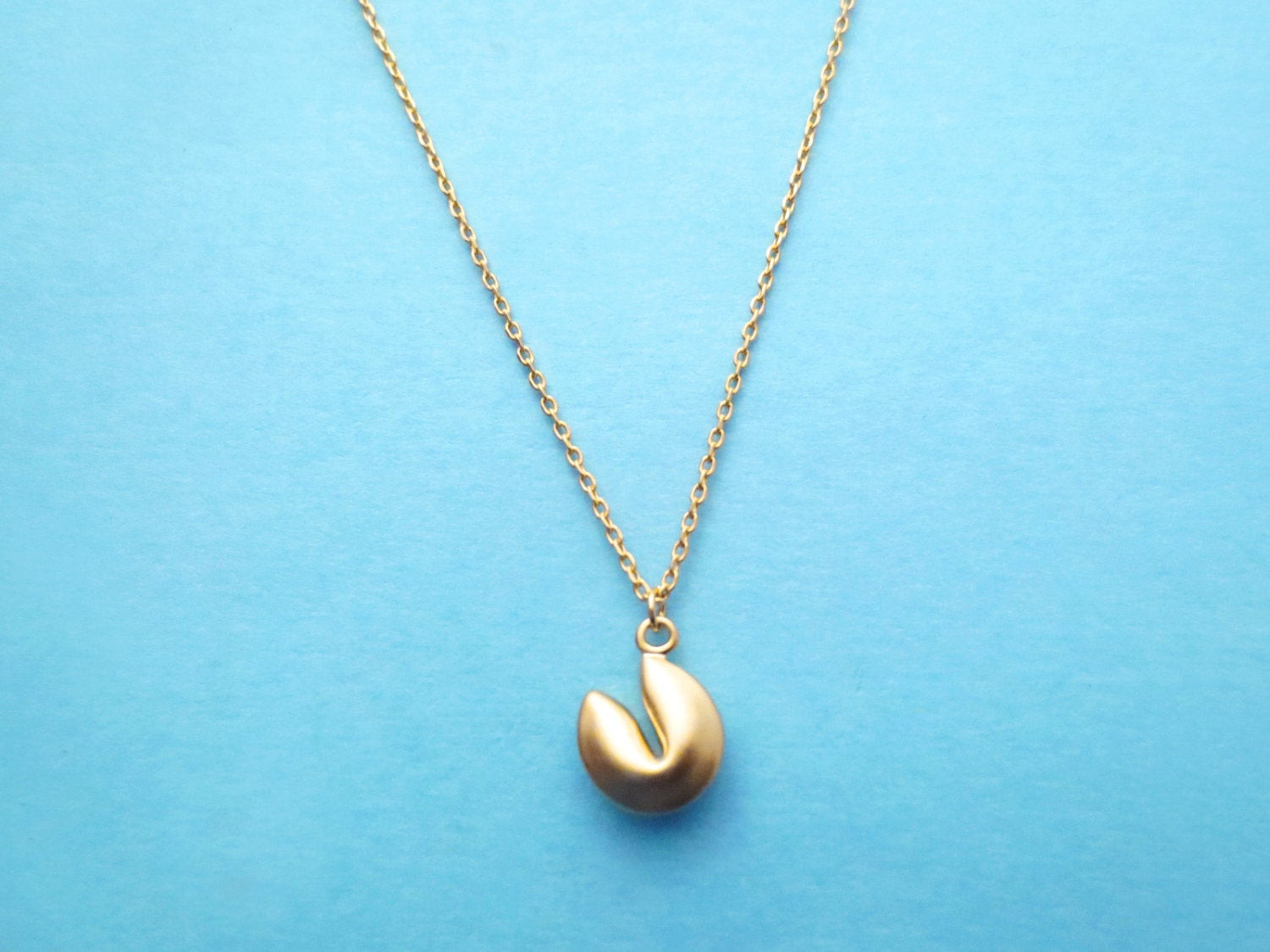 Fortune Cookie Necklace
 Fortune cookie Gold Necklace Good Luck Fate Fortune