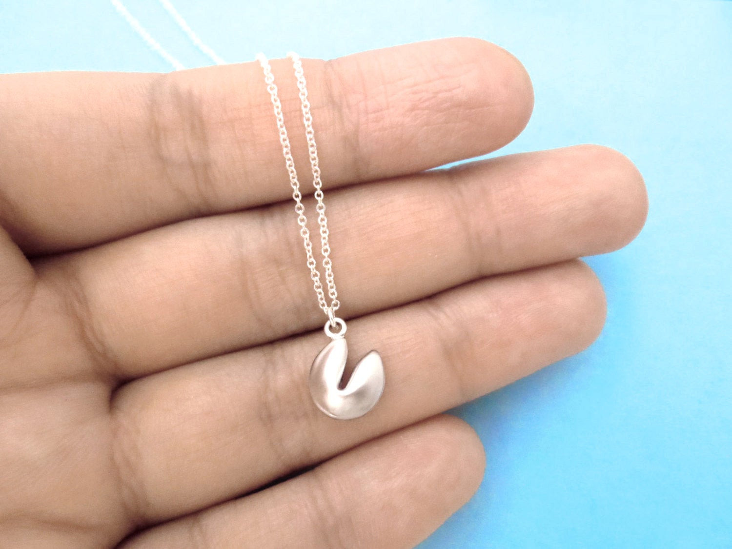 Fortune Cookie Necklace
 Fortune Cookie Necklace Silver Necklace Luck Fortune