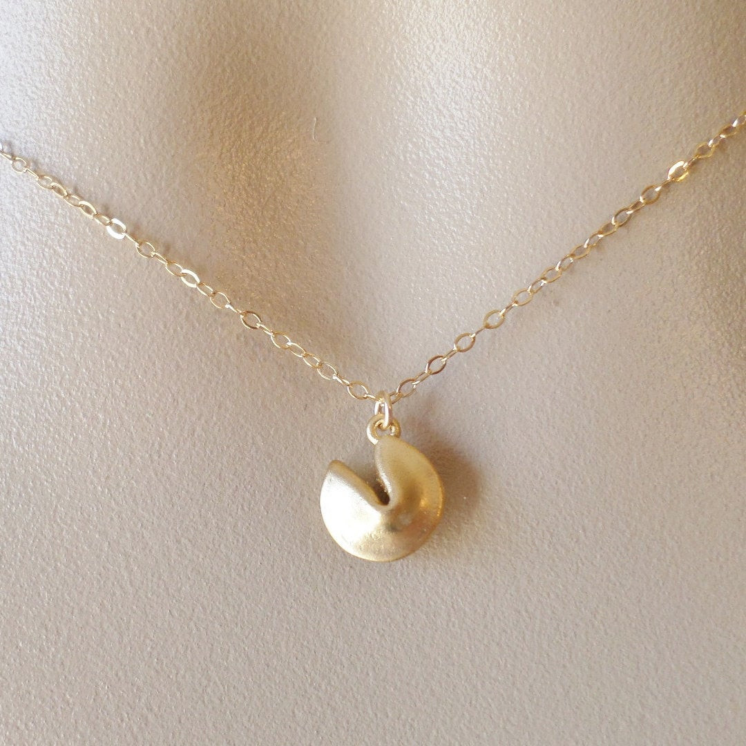 Fortune Cookie Necklace
 Gold Fortune Cookie Necklace Gold Good Luck Necklace Tiny