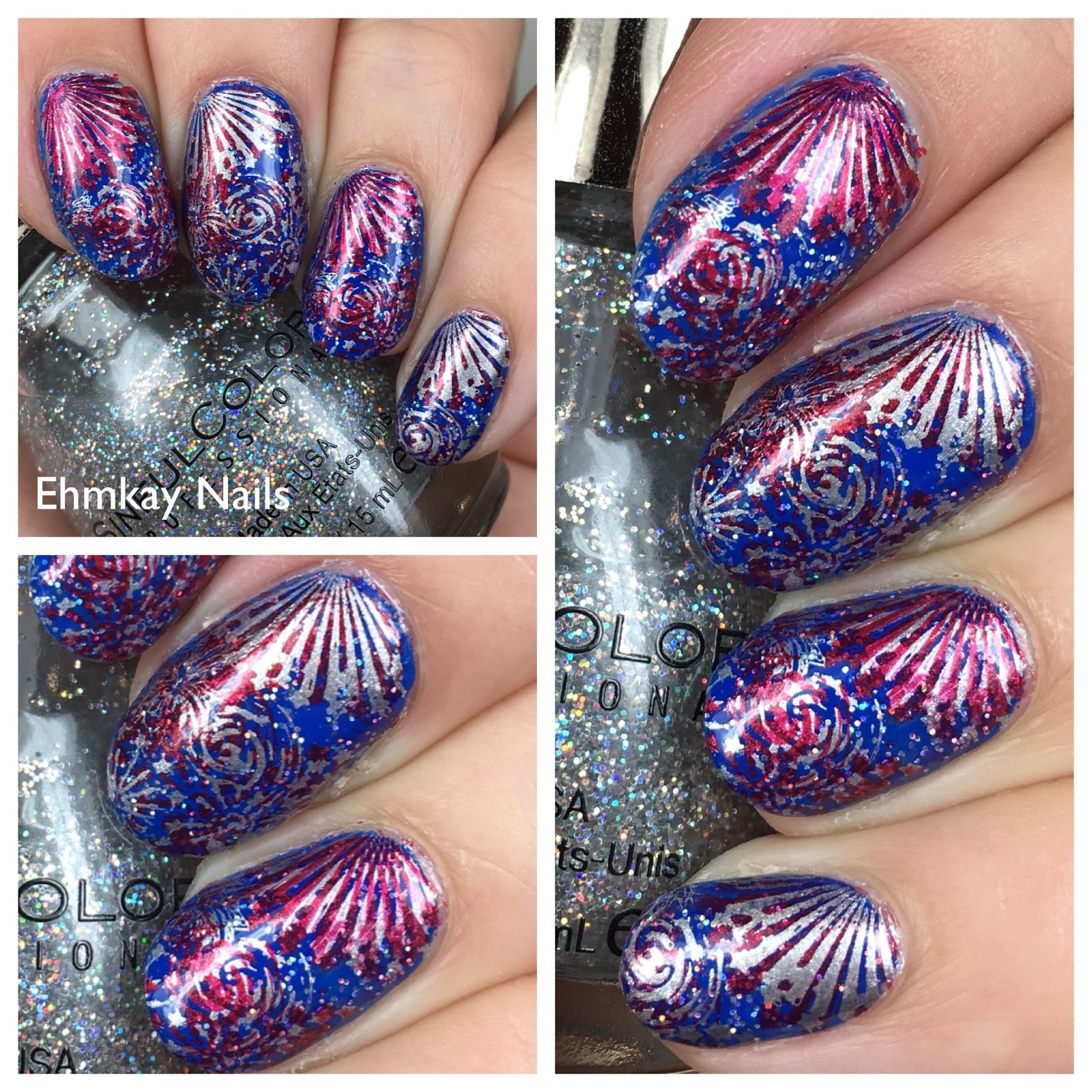 Fourth Of July Nail Art
 ehmkay nails Fourth of July Fireworks Nail Art