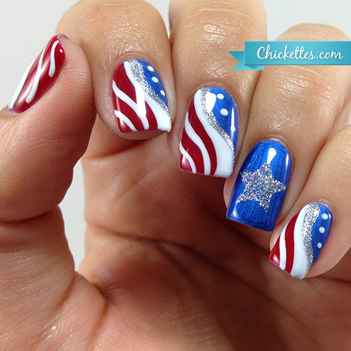 Fourth Of July Nail Art
 Patriotic Fourth of July Nail Art