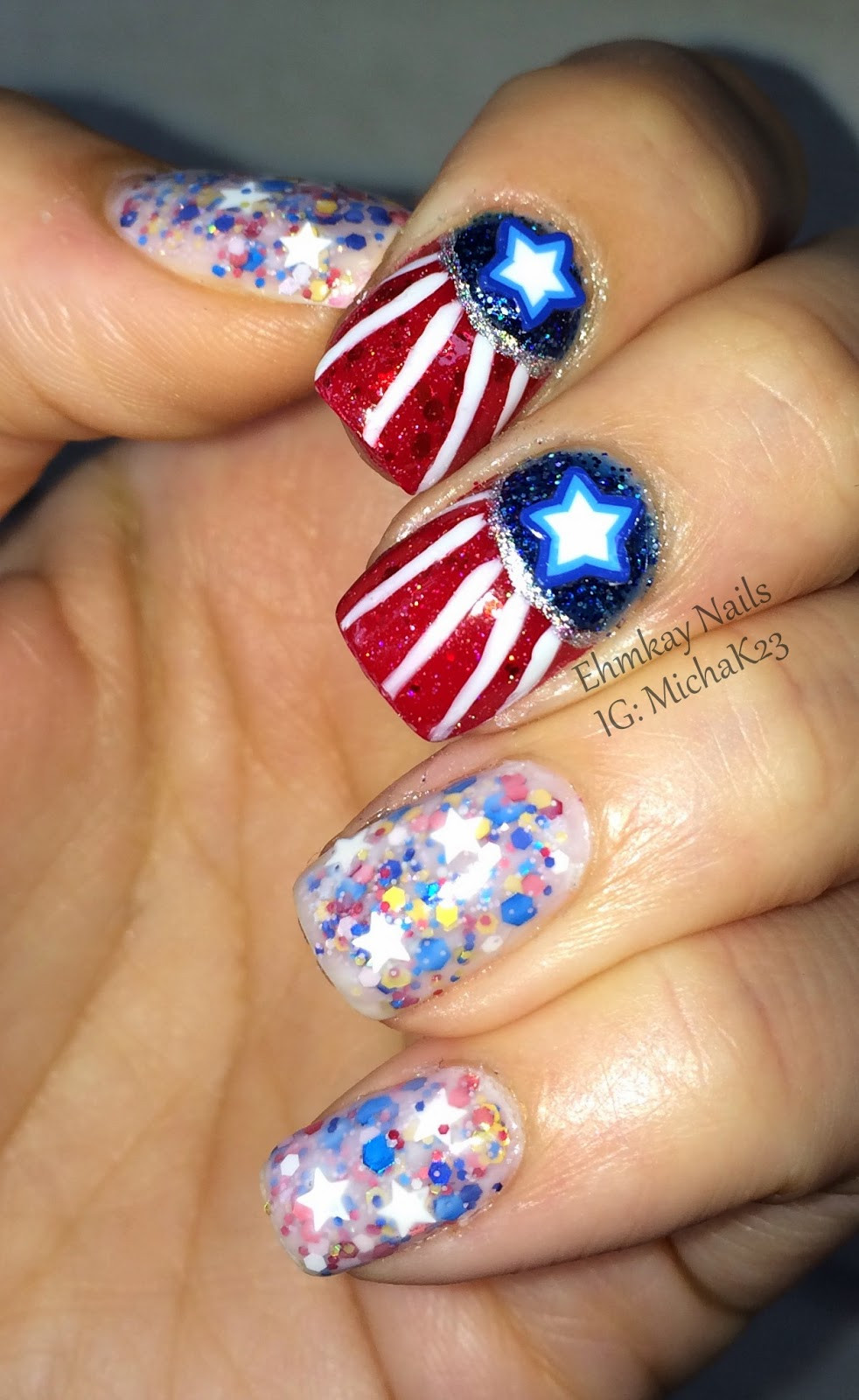 Fourth Of July Nail Art
 ehmkay nails Fourth of July Nail Art