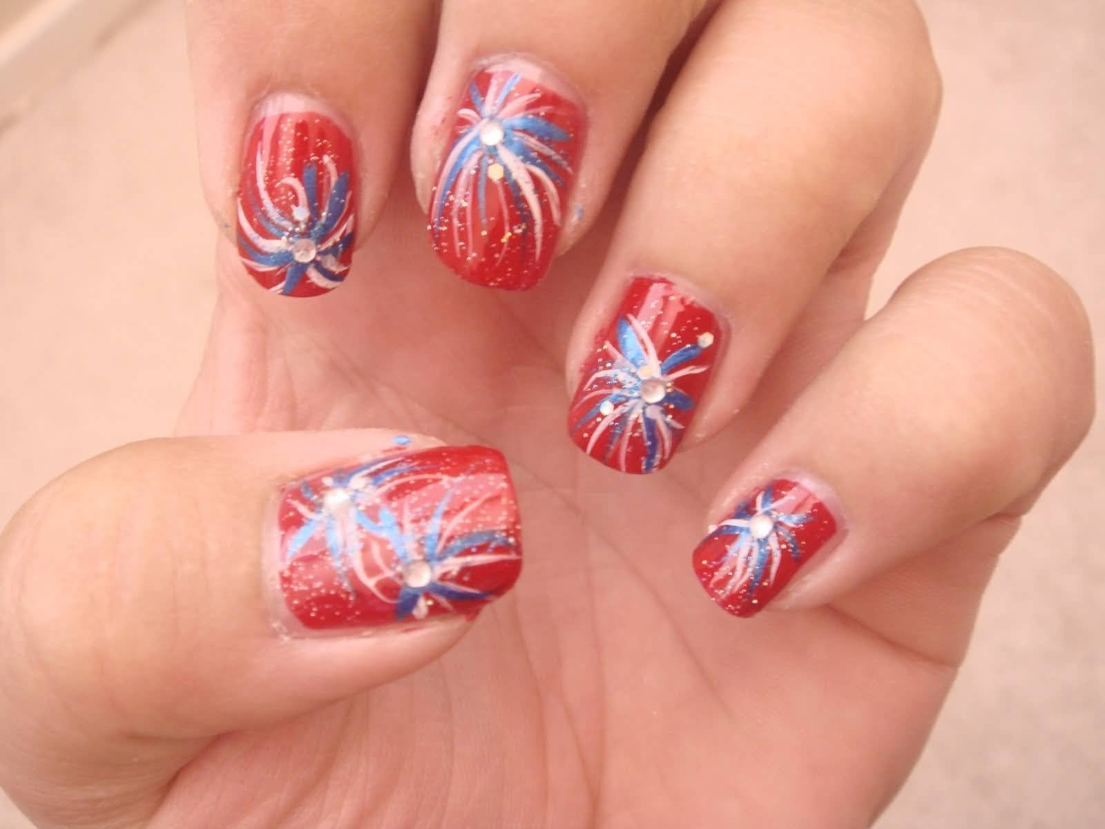 Fourth Of July Nail Art
 25 Very Beautiful Fourth July Fireworks Nail Art Designs