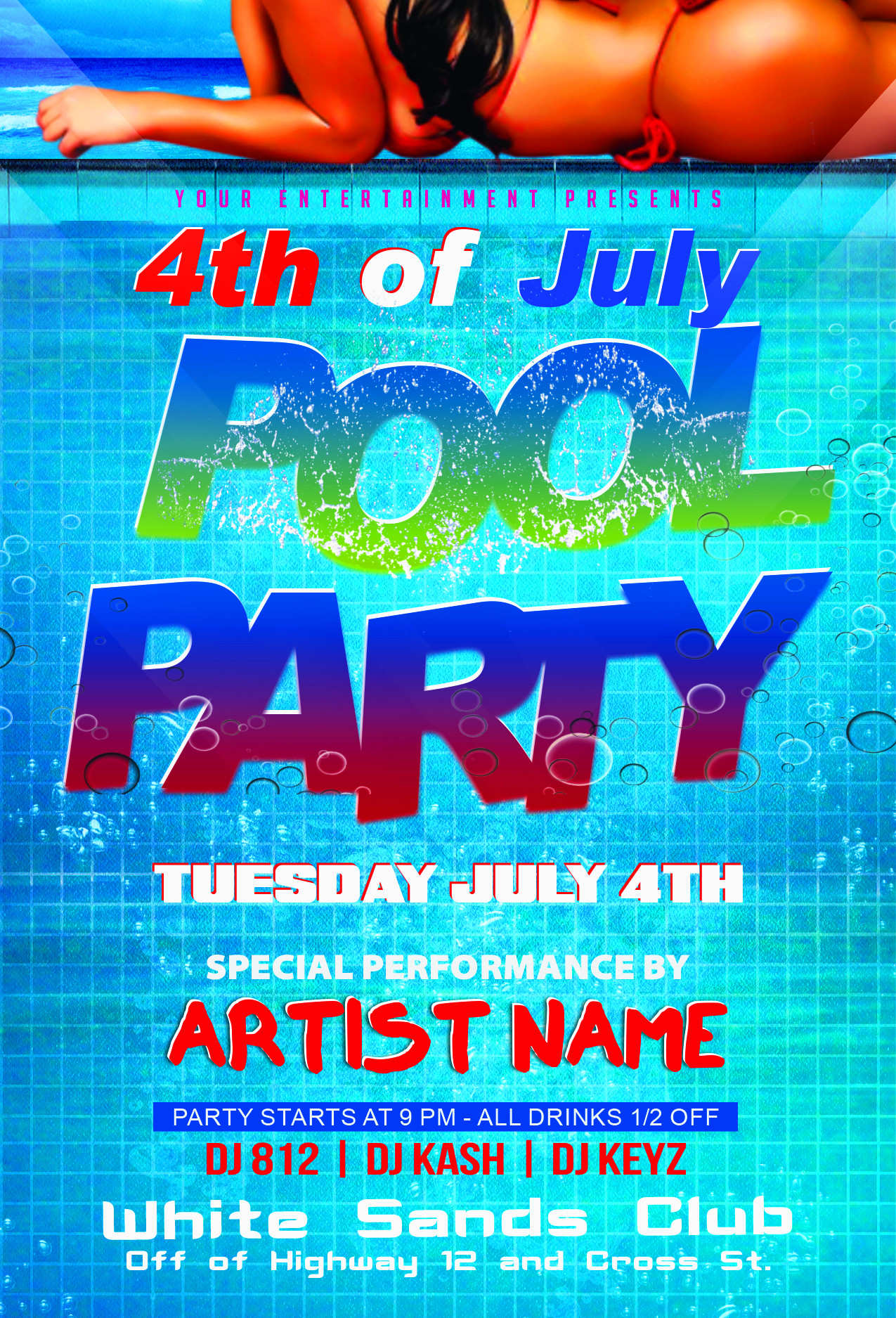 Fourth Of July Pool Party
 4th of July Pool Party Flyer Template
