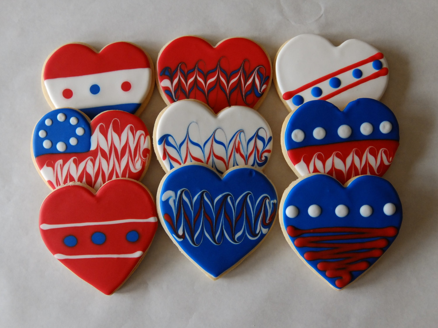 Fourth Of July Sugar Cookies
 12 Fourth of July 4th Heart Sugar Cookies with White Ribbon