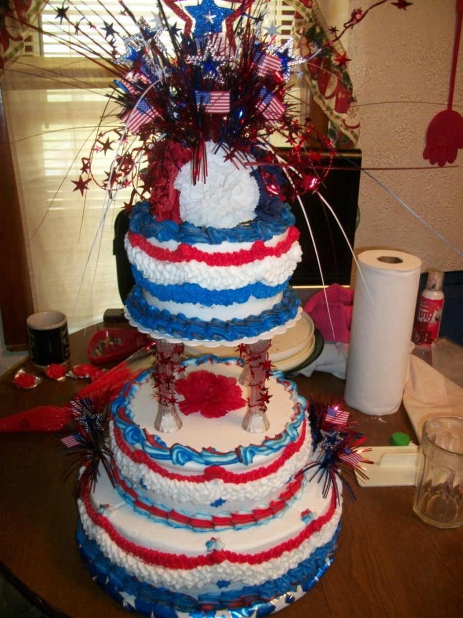 Fourth Of July Wedding Cakes
 Kristy And Johns 4Th July Wedding Cake CakeCentral