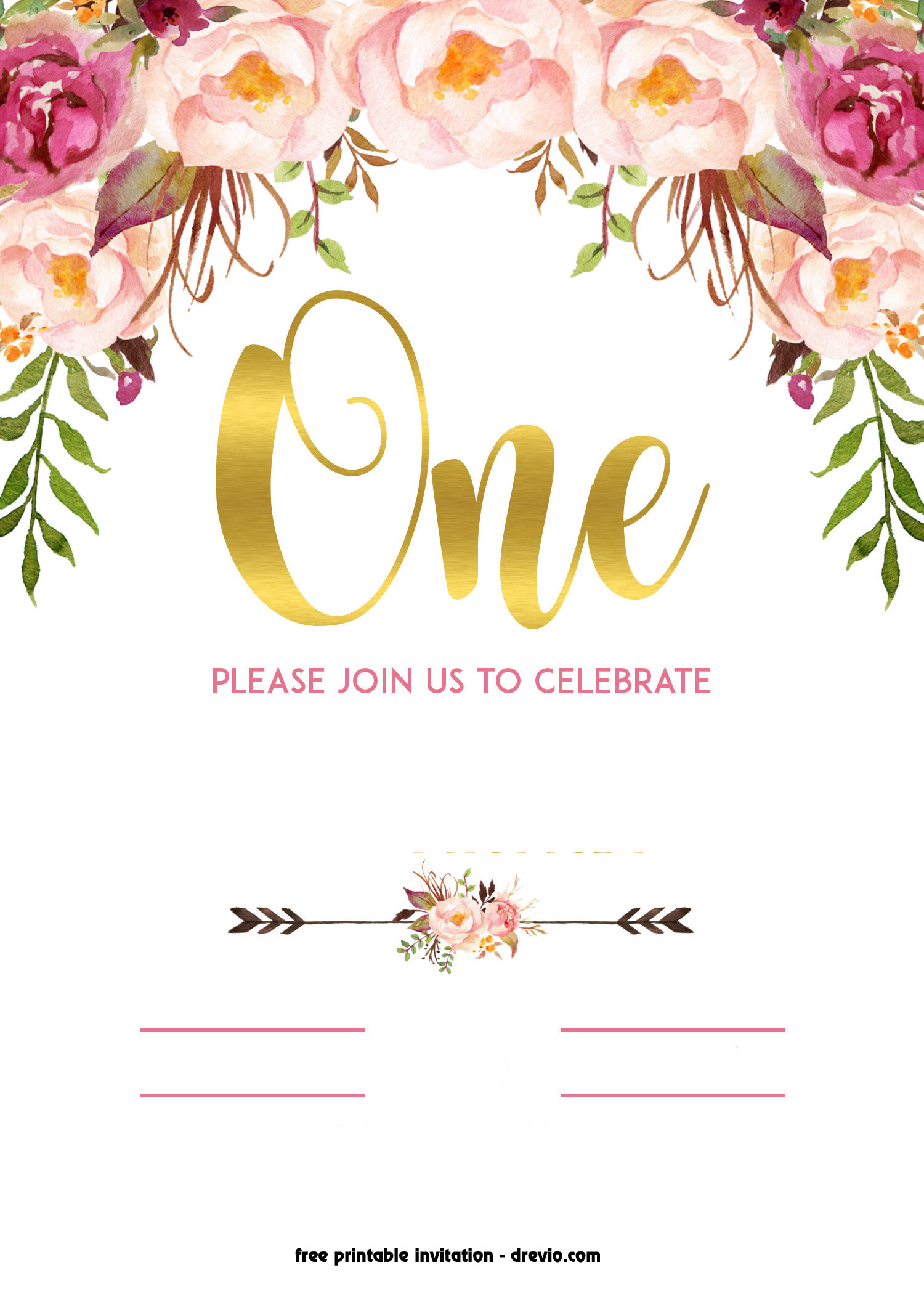 Free Birthday Invitation Templates
 FREE Printable 1st Birthday Invitation – Vintage Style