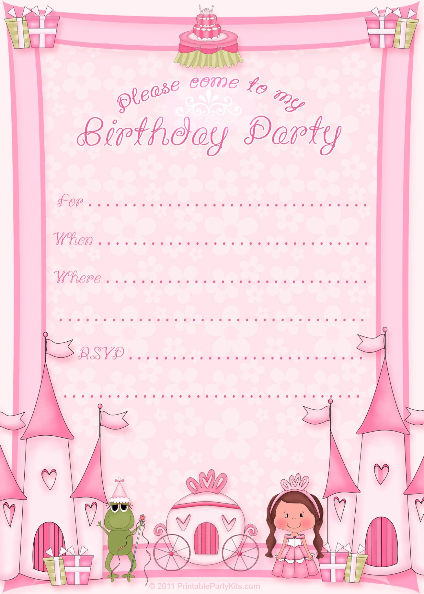 Free Birthday Invitation Templates
 Free Printable Princess Birthday Party Invitations