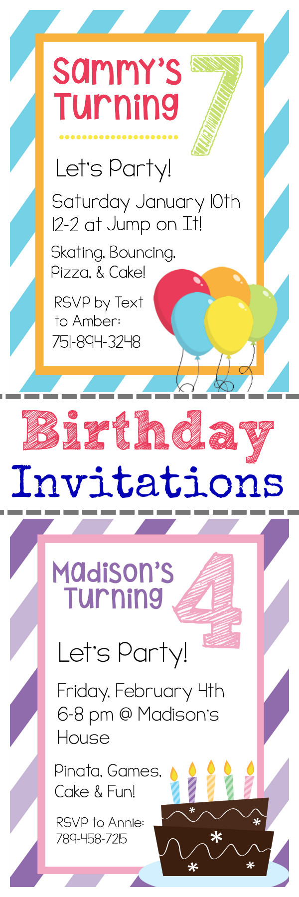 Free Birthday Party Invitations Templates
 Free Printable Birthday Invitation Templates