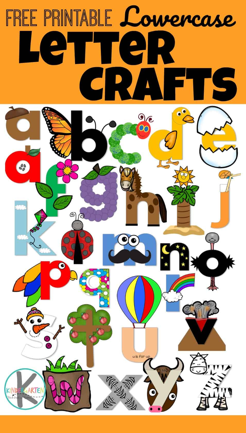 Free Crafts For Preschoolers
 Printable Lowercase Letter Crafts – Kindergarten