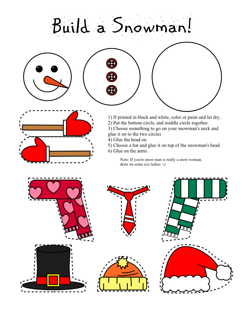 Free Crafts For Preschoolers
 Smarty Pants Fun Printables Printable Snowman and Snow