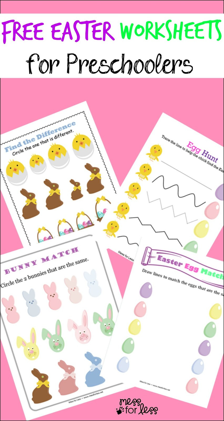 Free Crafts For Preschoolers
 Free Easter Preschool Worksheets Mess for Less