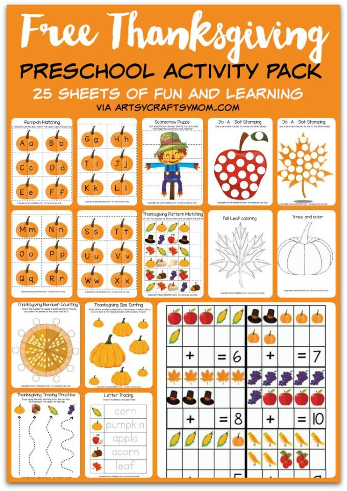 Free Crafts For Preschoolers
 Free Thanksgiving Preschool Activity Pack Artsy Craftsy Mom