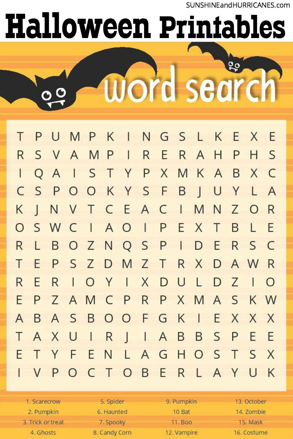 Free Halloween Party Game Ideas
 Halloween Games Word Search