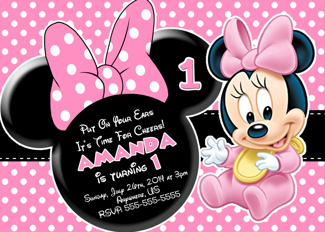 Free Printable Minnie Mouse Birthday Invitations
 FREE Minnie Mouse First Birthday Invitations Printable