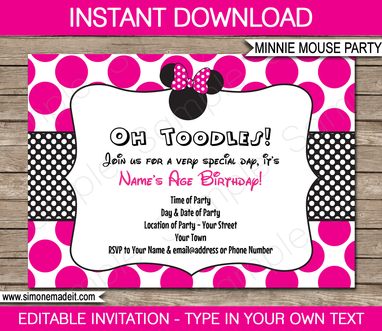 Free Printable Minnie Mouse Birthday Invitations
 Minnie Mouse Party Invitations Template