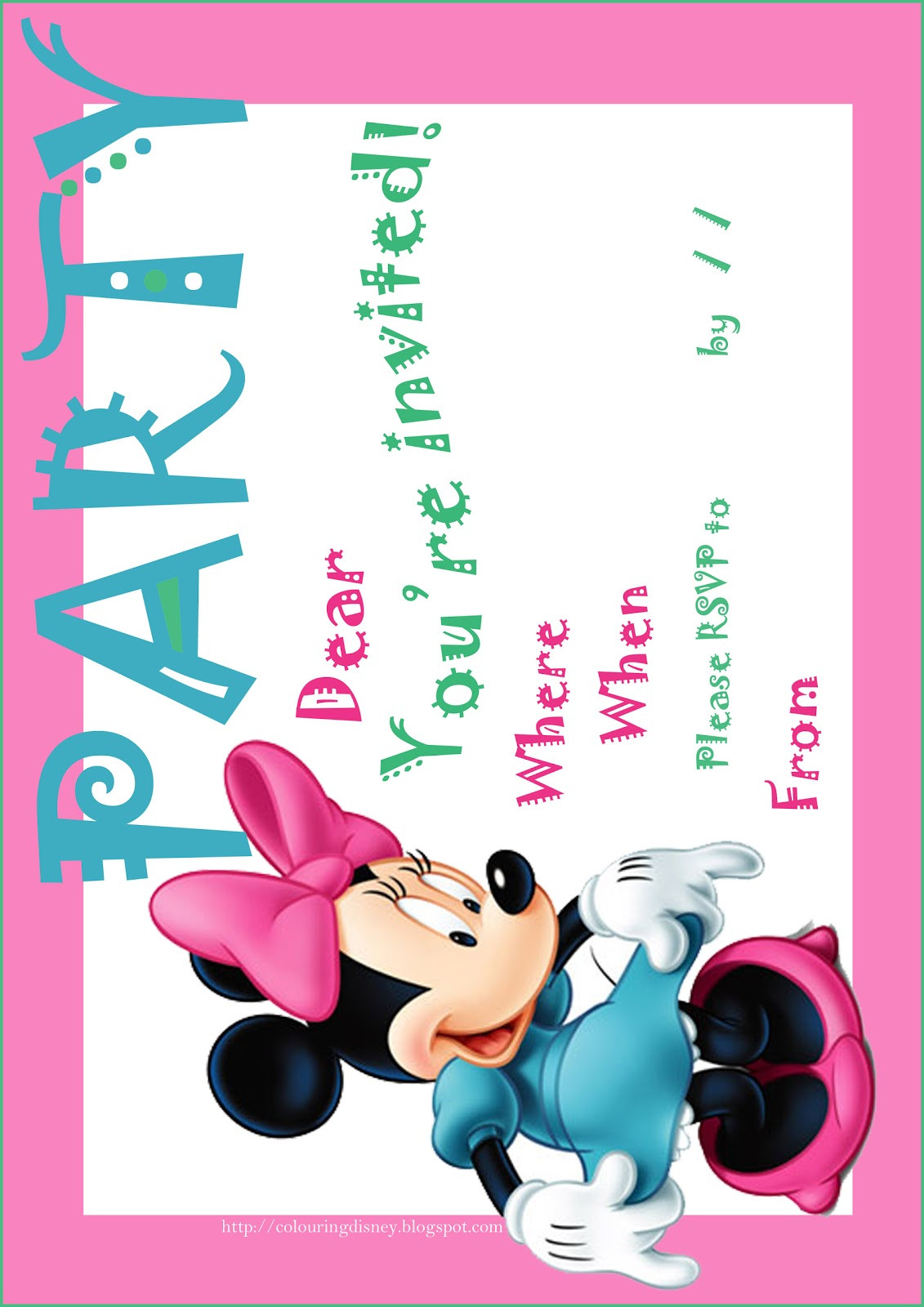 Free Printable Minnie Mouse Birthday Invitations
 DISNEY COLORING PAGES