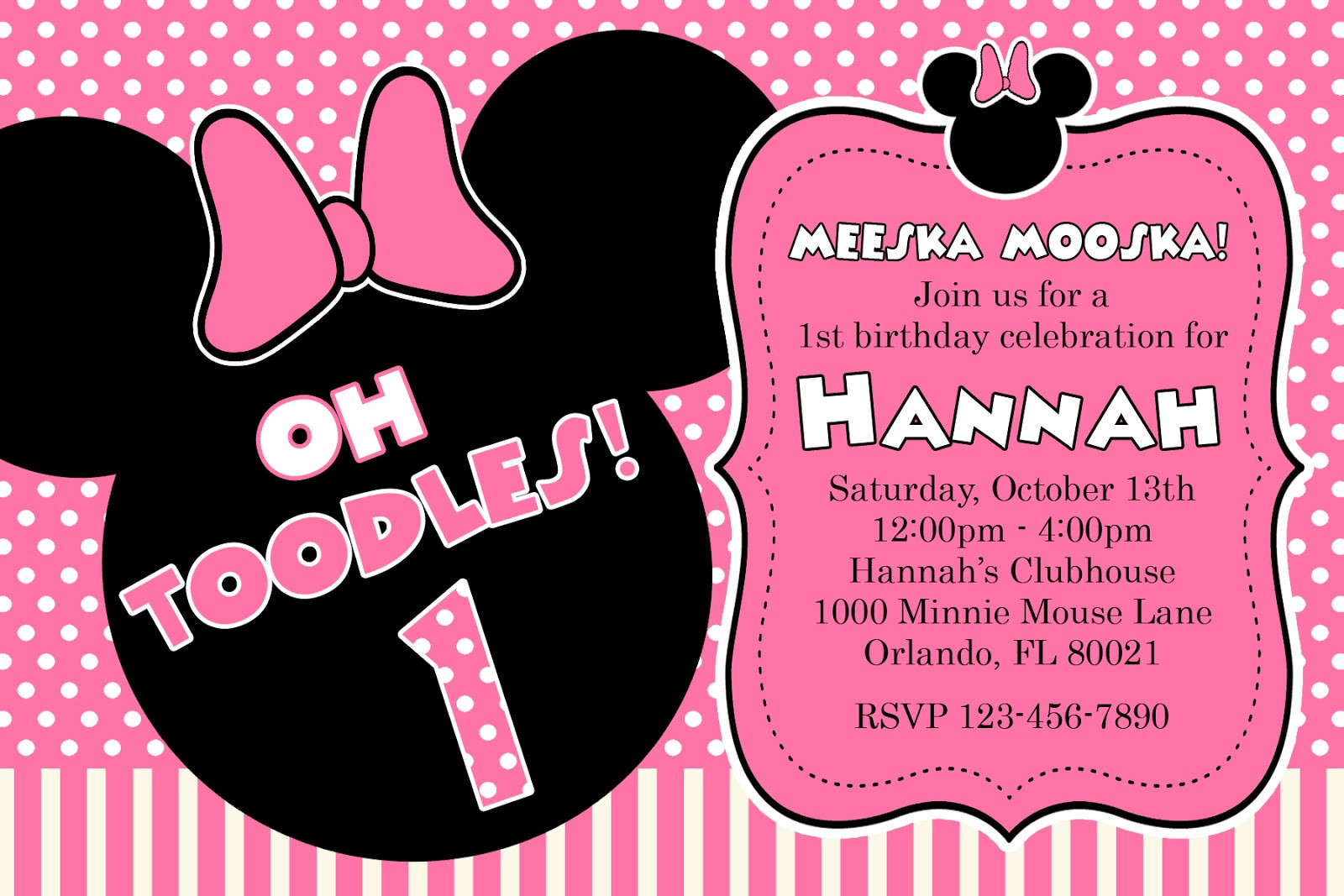 Free Printable Minnie Mouse Birthday Invitations
 Free Printable Minnie Mouse Birthday Party Invitations