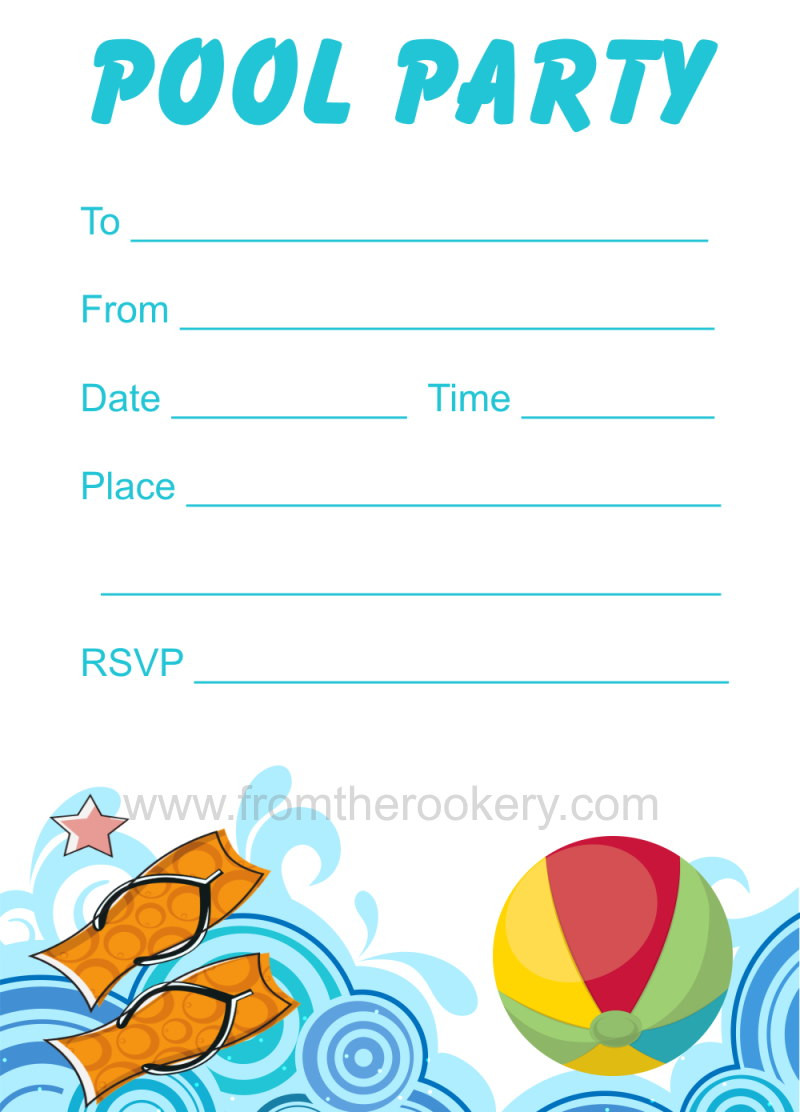 Free Printable Pool Party Birthday Invitations
 Printable Pool Party Invitation