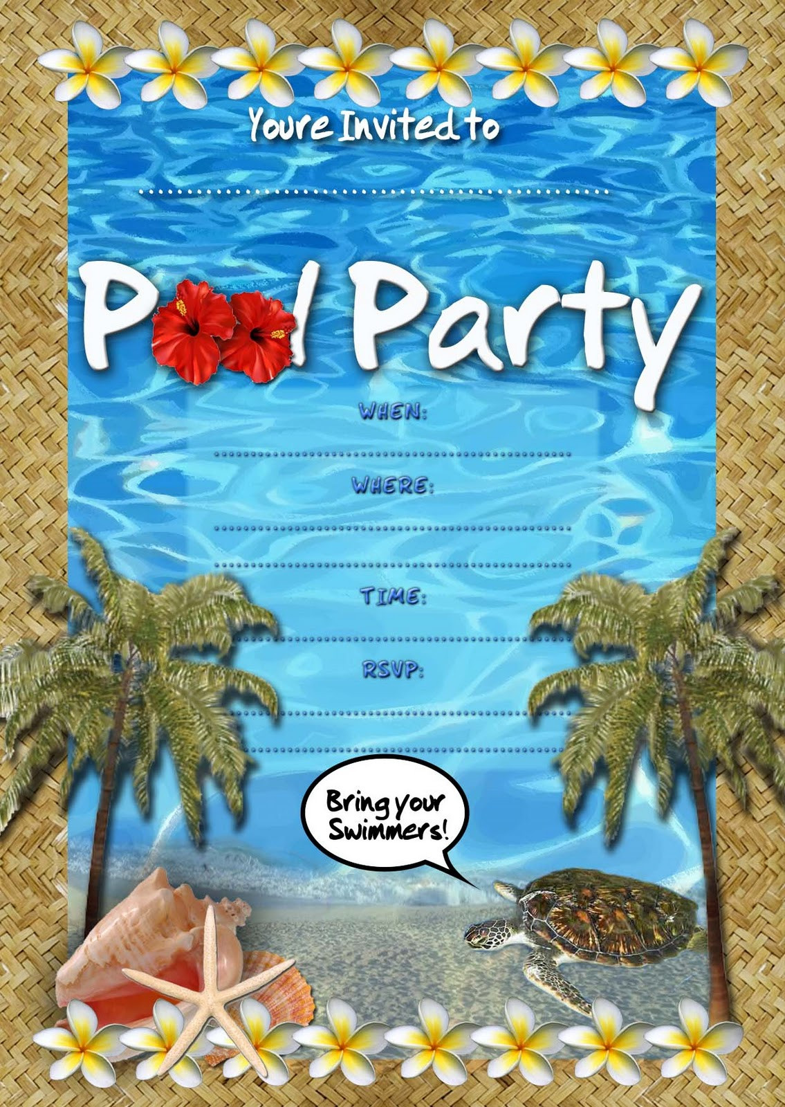 Free Printable Pool Party Birthday Invitations
 FREE Kids Party Invitations Pool Party Invitation