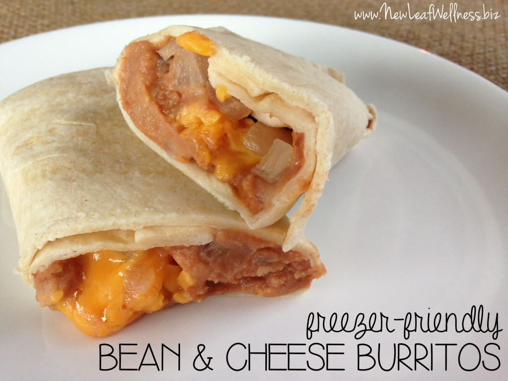 Freezer Bean Burritos
 Freezer friendly bean and cheese burritos – New Leaf Wellness
