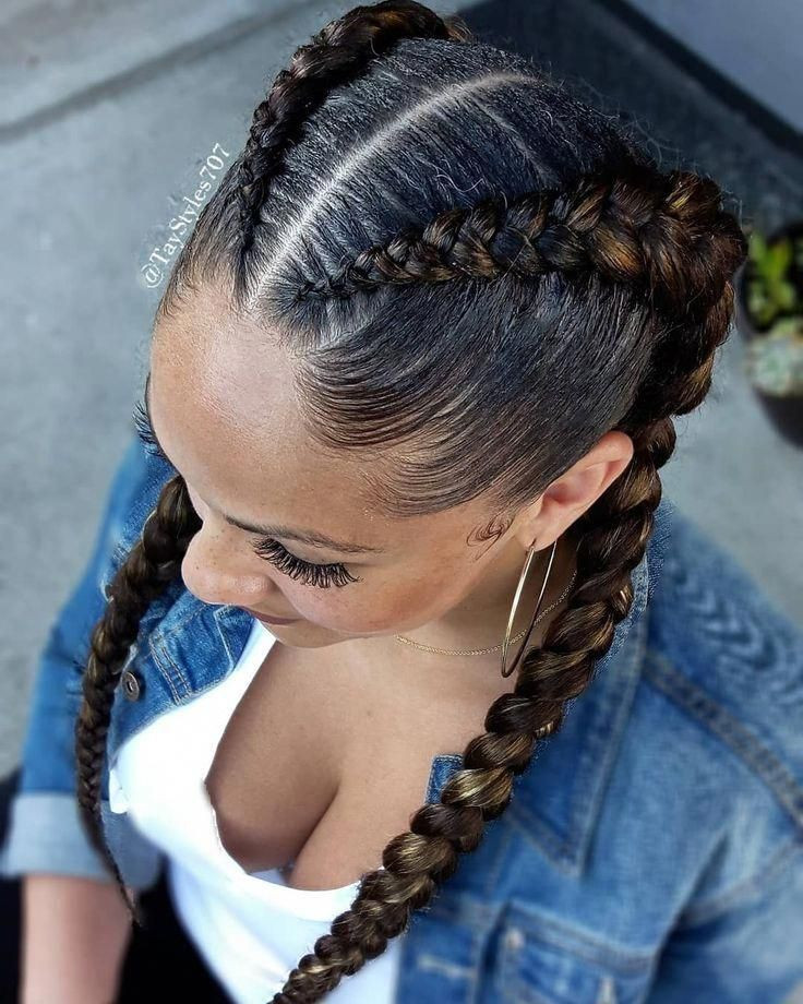French Braid Hairstyles With Weave
 2 Braids French braids cornrows Feedins extensions boxer