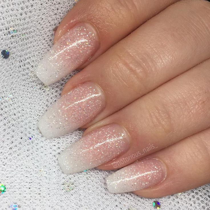 French Ombre Nails With Glitter
 French tip ombre glitter nails